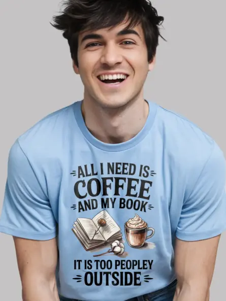 Cozy Book Lover Coffee Shirt – Funny Introvert Tee for Readers - Image 5