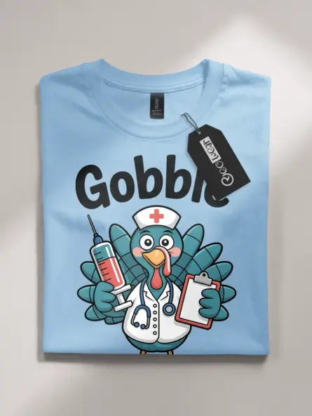 Funny Thanksgiving Nurse T-Shirt – Gobble Turkey ICU Shift Humor - Image 4