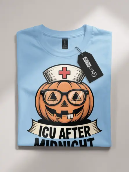 funny nurse Halloween Tshirt – ICU Pumpkin Night Shift Tee - Image 4