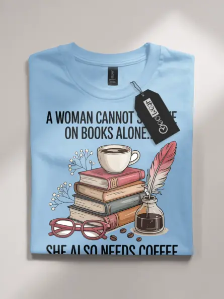 Cozy Book Lover T-Shirt – Funny Coffee Quote Tee for Women - Image 4