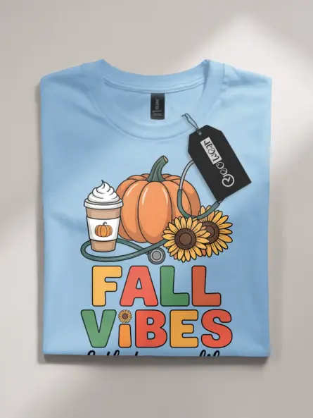 Cozy Fall Nurse T-Shirt – Pumpkin Sunflower Coffee Vibes Tee - Image 4