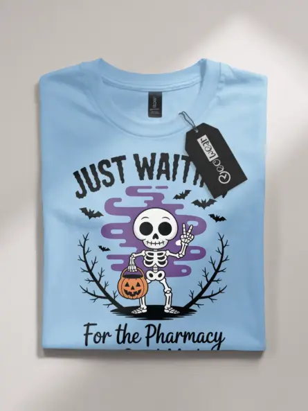 Spooky & Funny Halloween Nurse T-Shirt – Meds Waiting Skeleton Tee for Night Shift Heroes - Image 4