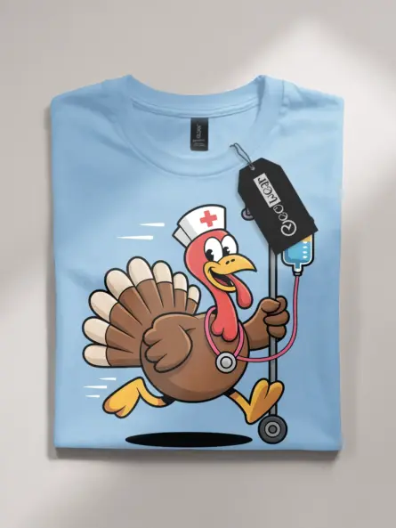 Funny Nurse Thanksgiving Shirt – Running Turkey Night Shift Tee - Image 4