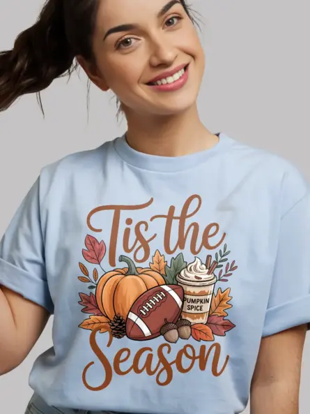 Cozy Fall T-Shirt – Cute Pumpkin Spice & Football Season Tee - Image 3