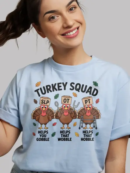 Therapy Humor Shirt – Hilarious Turkey Squad Tee for SLP OT PT - Image 9