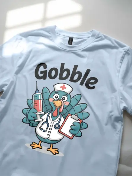 Funny Thanksgiving Nurse T-Shirt – Gobble Turkey ICU Shift Humor - Image 5