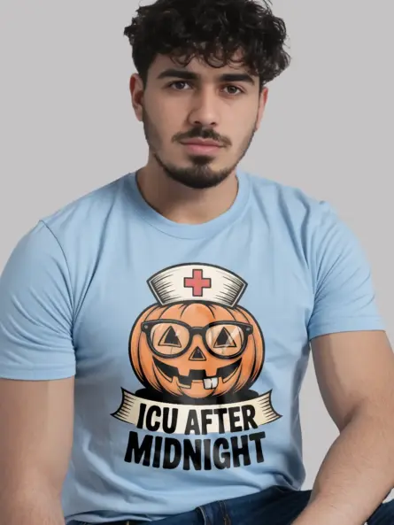 funny nurse Halloween Tshirt – ICU Pumpkin Night Shift Tee - Image 6