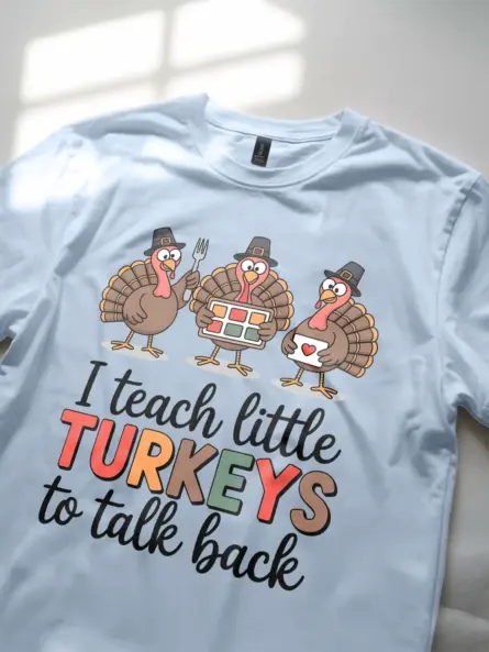 Thanksgiving Speech Therapy Shirt – Funny “Little Turkeys” SLP Tee - Image 5