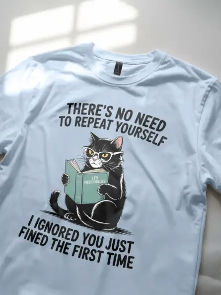 Sarcastic Cat Reading T-Shirt – Bold Funny Tee for Book Lovers - Image 5