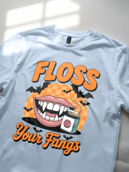 Funny Dental Halloween Shirt – Vampire Floss Graphic Tee - Image 5
