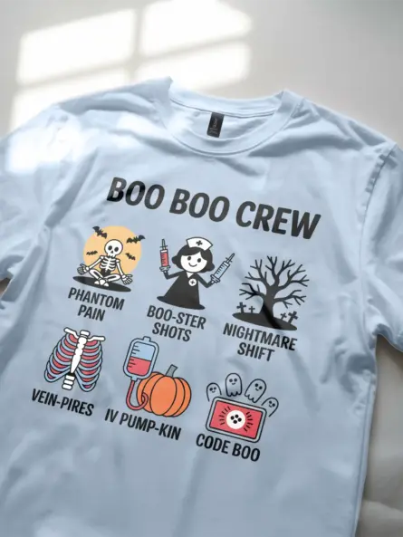 Halloween Nurse T Shirt – Funny Boo Boo Crew Medical Pun Tee for Dental Pros - Image 5