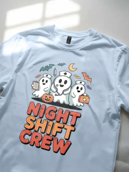 Funny Night Shift Nurse Shirt – Spooky Cute Halloween Tee - Image 5