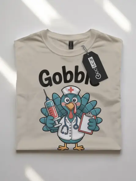 Funny Thanksgiving Nurse T-Shirt – Gobble Turkey ICU Shift Humor - Image 7