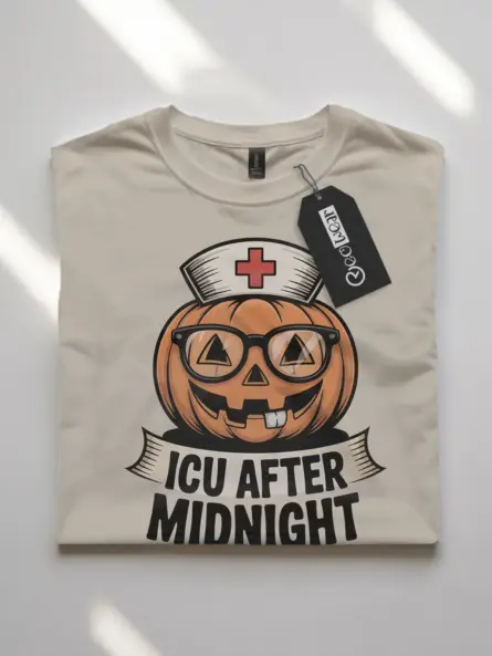 funny nurse Halloween Tshirt – ICU Pumpkin Night Shift Tee - Image 7