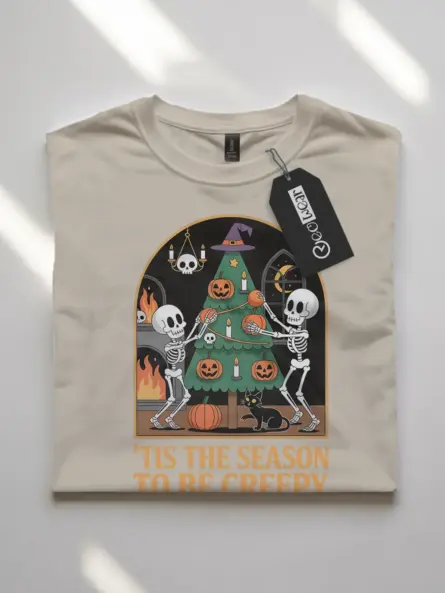 Creepy Holiday T-Shirt – Funny Skeleton Christmas & Halloween Mashup Tee - Image 7