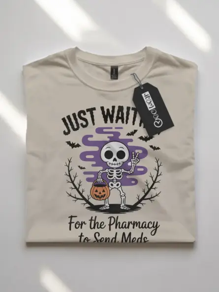 Spooky & Funny Halloween Nurse T-Shirt – Meds Waiting Skeleton Tee for Night Shift Heroes - Image 7