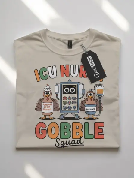 Funny ICU Nurse Thanksgiving Shirt – Gobble Squad Holiday Tee - Image 10