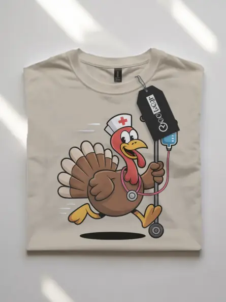 Funny Nurse Thanksgiving Shirt – Running Turkey Night Shift Tee - Image 7