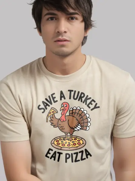 Hilarious Thanksgiving Pizza T-Shirt – Save a Turkey Eat Pizza Tee - Image 9