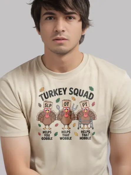 Therapy Humor Shirt – Hilarious Turkey Squad Tee for SLP OT PT - Image 3