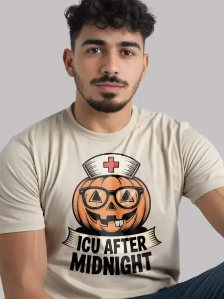 funny nurse Halloween Tshirt – ICU Pumpkin Night Shift Tee - Image 9