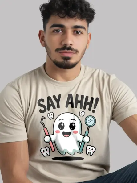 Halloween Dental T-Shirt – Cute Say Ahh Ghost Tee for Hygienists & Pediatric Dentists - Image 9