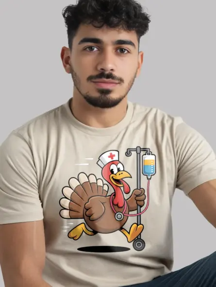 Funny Nurse Thanksgiving Shirt – Running Turkey Night Shift Tee - Image 9