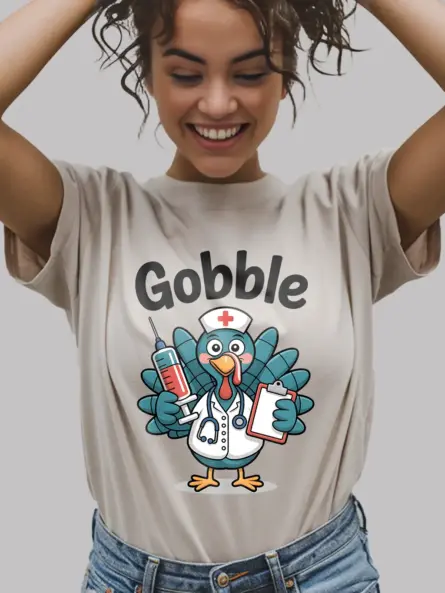 Funny Thanksgiving Nurse T-Shirt – Gobble Turkey ICU Shift Humor - Image 9