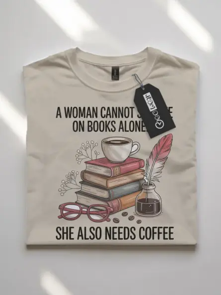 Cozy Book Lover T-Shirt – Funny Coffee Quote Tee for Women - Image 7