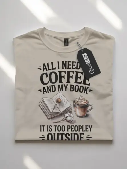 Cozy Book Lover Coffee Shirt – Funny Introvert Tee for Readers - Image 7