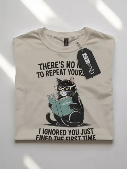 Sarcastic Cat Reading T-Shirt – Bold Funny Tee for Book Lovers - Image 7