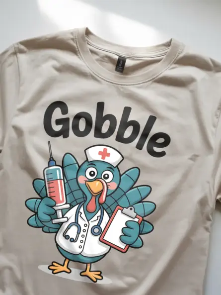Funny Thanksgiving Nurse T-Shirt – Gobble Turkey ICU Shift Humor - Image 8