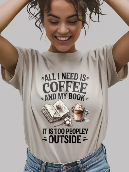 Cozy Book Lover Coffee Shirt – Funny Introvert Tee for Readers - Image 9