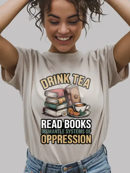 Empowering Activist Book Lover T-Shirt – Read, Resist, Rise Up - Image 9