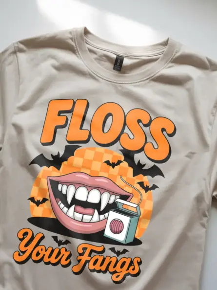 Funny Dental Halloween Shirt – Vampire Floss Graphic Tee - Image 8