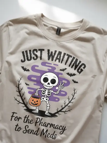 Spooky & Funny Halloween Nurse T-Shirt – Meds Waiting Skeleton Tee for Night Shift Heroes - Image 8