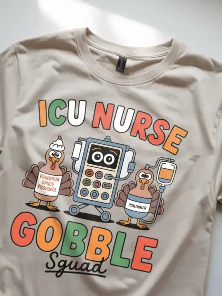 Funny ICU Nurse Thanksgiving Shirt – Gobble Squad Holiday Tee - Image 11