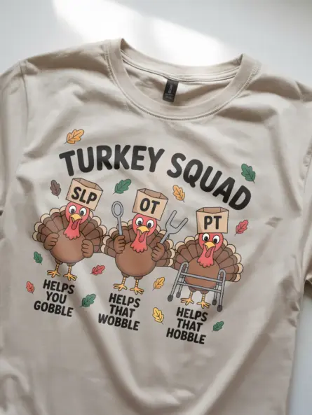Therapy Humor Shirt – Hilarious Turkey Squad Tee for SLP OT PT - Image 2