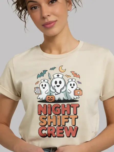 Funny Night Shift Nurse Shirt – Spooky Cute Halloween Tee - Image 9