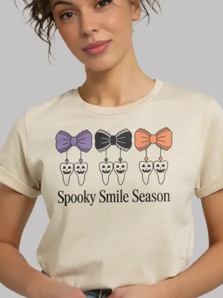 Spooky Dental Halloween T-Shirt – Cute Smile Season Tee for Hygienists and Dentists - Image 9