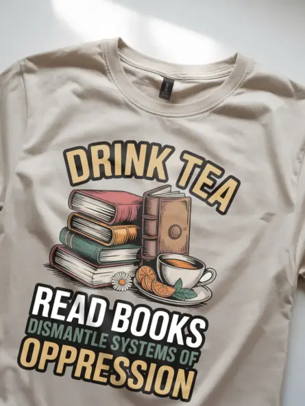 Empowering Activist Book Lover T-Shirt – Read, Resist, Rise Up - Image 8