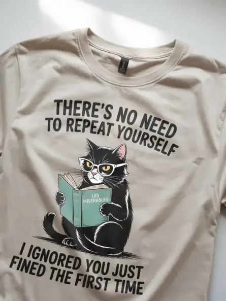 Sarcastic Cat Reading T-Shirt – Bold Funny Tee for Book Lovers - Image 8