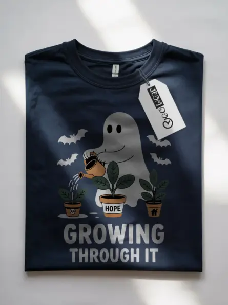 Growing Through It T-Shirt – Motivational Ghost Tee for Halloween - Image 7