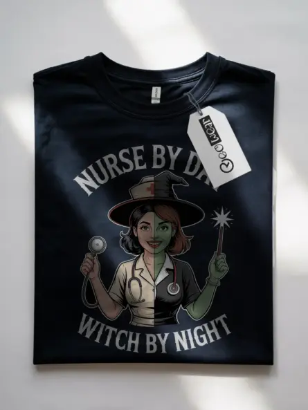 Nurse Witch T-Shirt – Funny Halloween Tee for Night Shift Nurses - Image 7