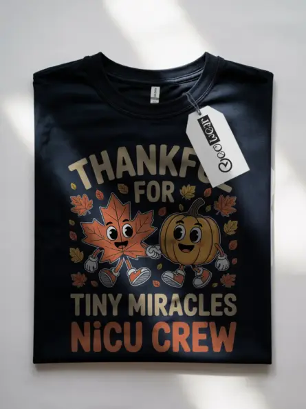 Adorable Thankful Nurse Shirt – Tiny Miracles NICU Fall Tee - Image 7