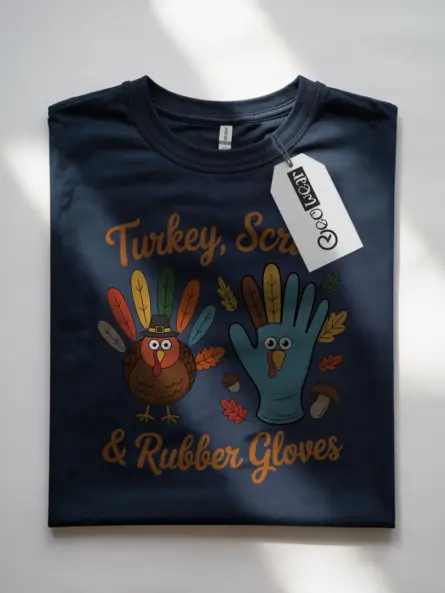 Thanksgiving Nurse T-Shirt – Funny Turkey Scrub & Rubber Gloves Tee - Image 7