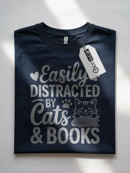 Cat Book Shirt – Irresistible Graphic Tee for Cozy Readers - Image 7