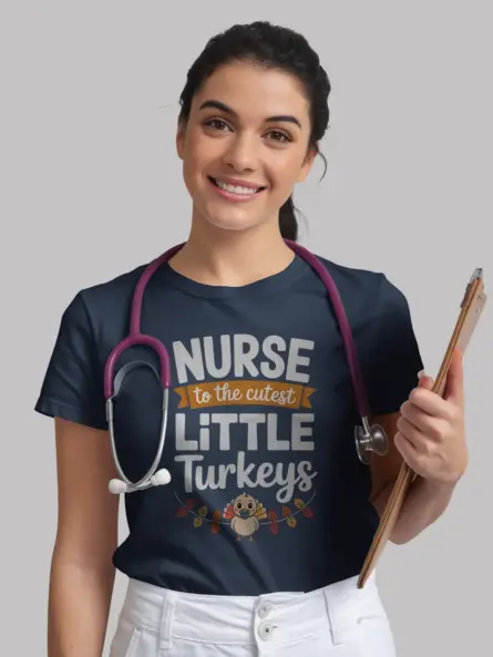 Adorable Thanksgiving Nurse T-Shirt – Baby Turkey NICU Gift Tee - Image 3