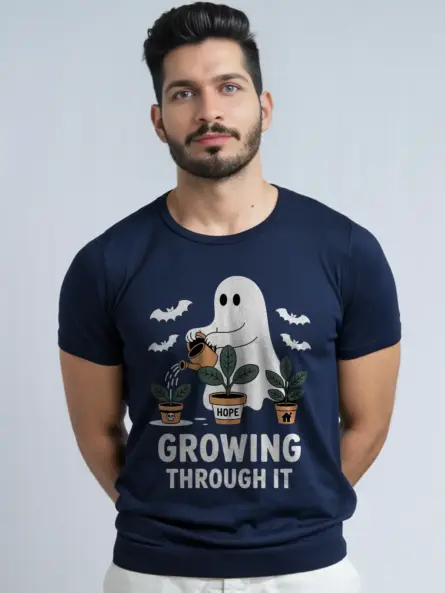 Growing Through It T-Shirt – Motivational Ghost Tee for Halloween - Image 9