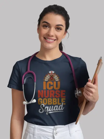 Thanksgiving Nurse Shirt – Funny ICU Gobble Squad Medical Tee - Image 9